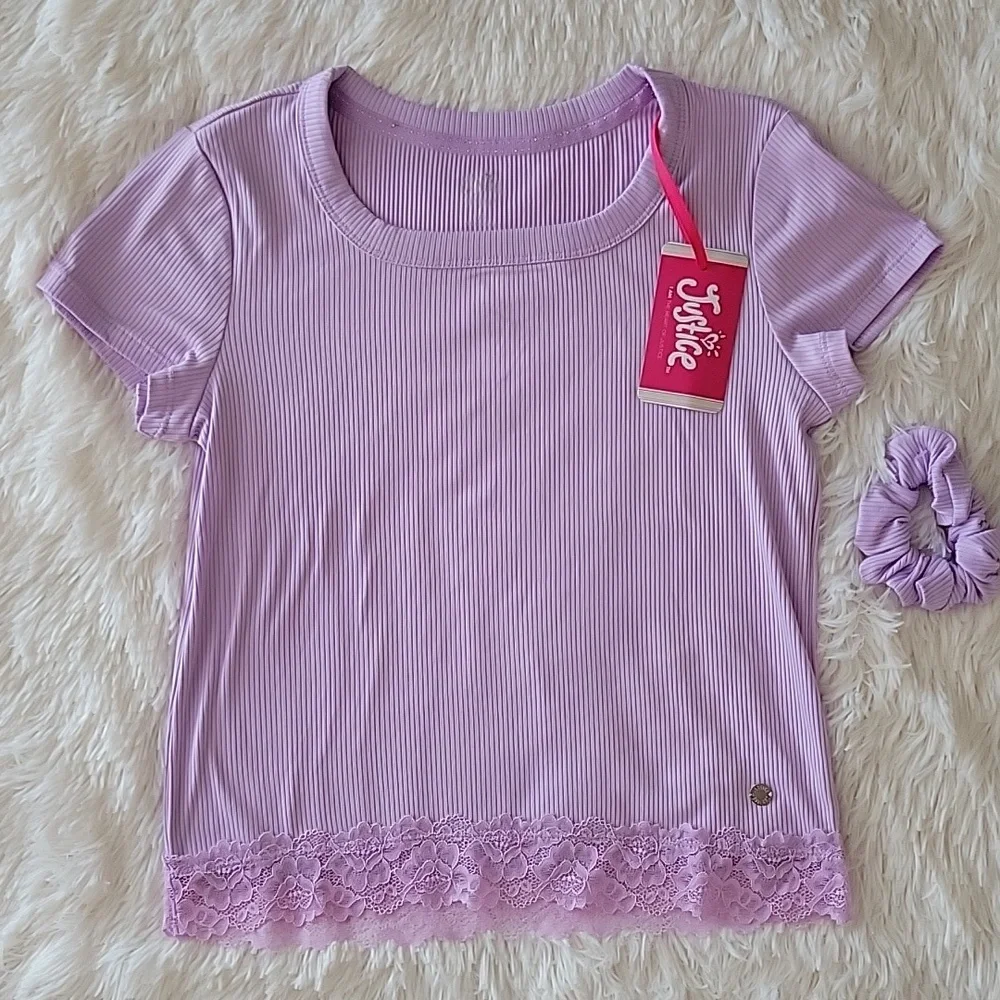 Justice Set Of Short Sleeve Tops And Skort Purple Tie Dye Girls Size L 12/14